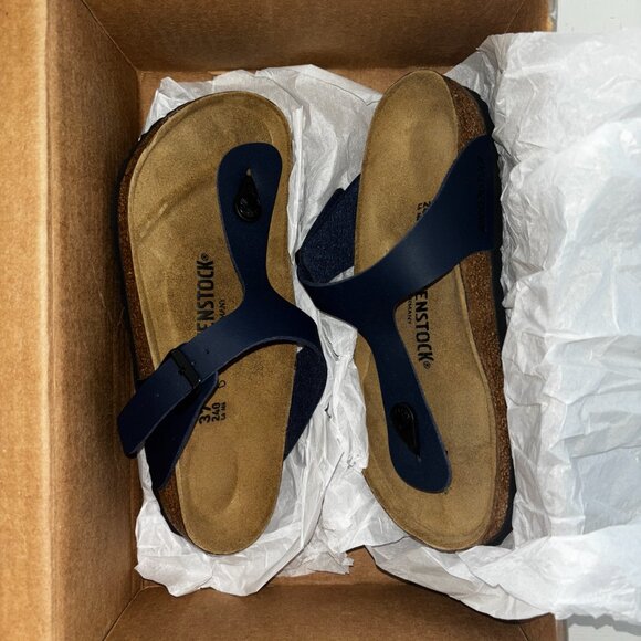 NEW | BIRKENSTOCK Gizeh Navy Blue Leather Regular Width EU 37 - Picture 2 of 6